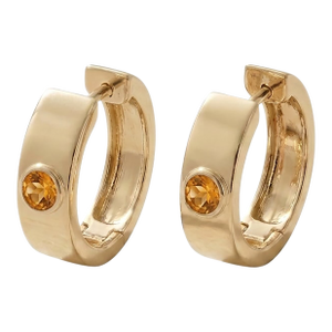 Citrine Huggie Hoop Earrings | November Birthstone Jewelry | Minimalist Gold Hoops - A Pair