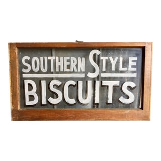 Vintage "Southern Style Biscuits" Repurposed Window Sign For Sale