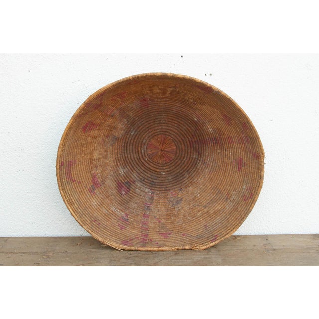 Wood 28" Dm Faded Motif Handwoven Gathering Basket For Sale - Image 7 of 10