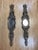 Set of 2 Long Carved Antiqued Gold and Silver Mirrors For Sale - Image 12 of 12