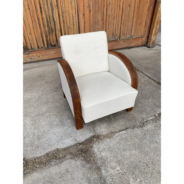 Art Deco Beige Lounge Chair, 1920s For Sale - Image 6 of 9