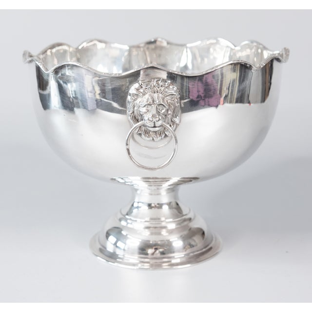 English Silver Plate Lion Heads Pedestal Bowl Ice Bucket Chairish