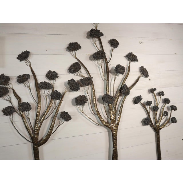 Vintage Brutalist Large Brass Set of 3 Tree Wall Hanging Sculpture Jacqui of California Gold Mid Century Modern Retro 50's 60's For Sale - Image 6 of 14