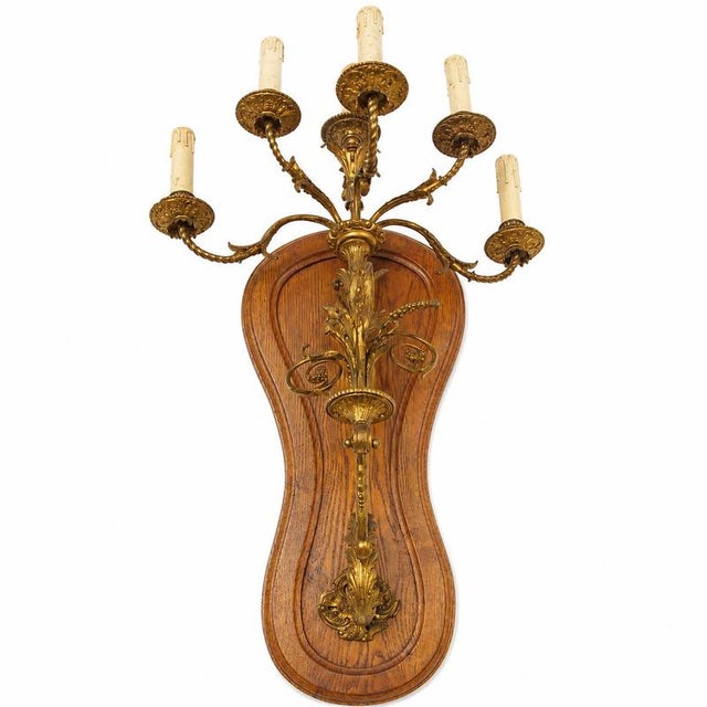 19th Century Wooden and Gilded Bronze Wall Sconces, Set of 2 For Sale - Image 3 of 9
