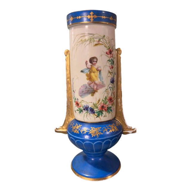 Antique Victorian Hand Painted Floral & Gilt Decorated Old Paris Porcelain 12.5" Vase For Sale