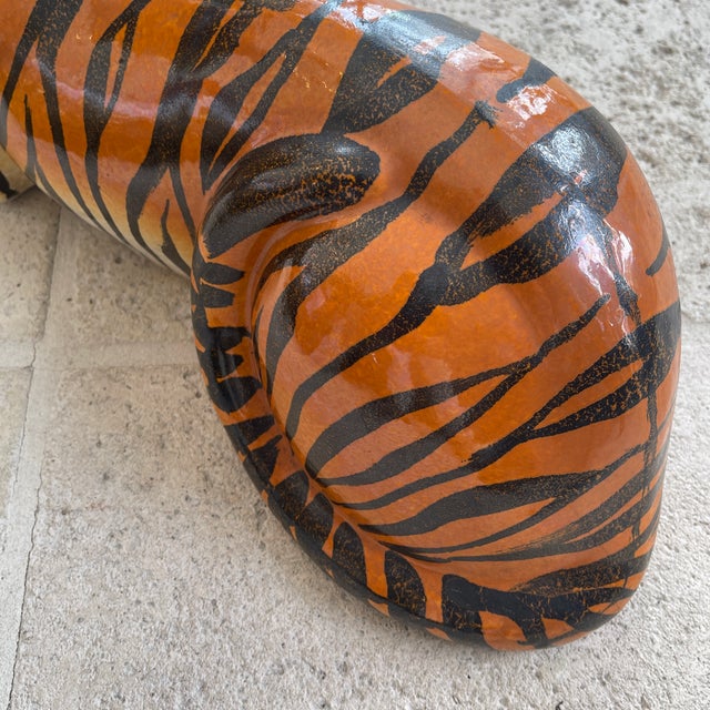 Large Vintage Tiger Ceramic From Italy For Sale - Image 10 of 12