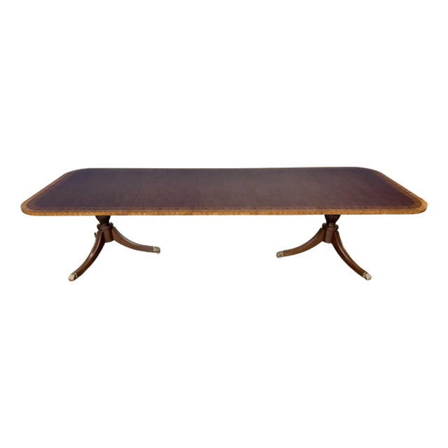 Traditional Multi-Banded Mahogany Dining Table by Leighton Hall - Showroom Sample For Sale