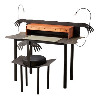 Entremanos Desk & Chair attributed to Artist and Architect Andres Nagel for Akaba, Spain, 1988, Set of 2 For Sale