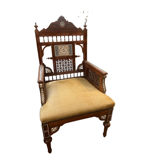 Antique Circa 1900 Syrian Inlaid Arabesque Sofa and Chair Set For Sale - Image 15 of 16