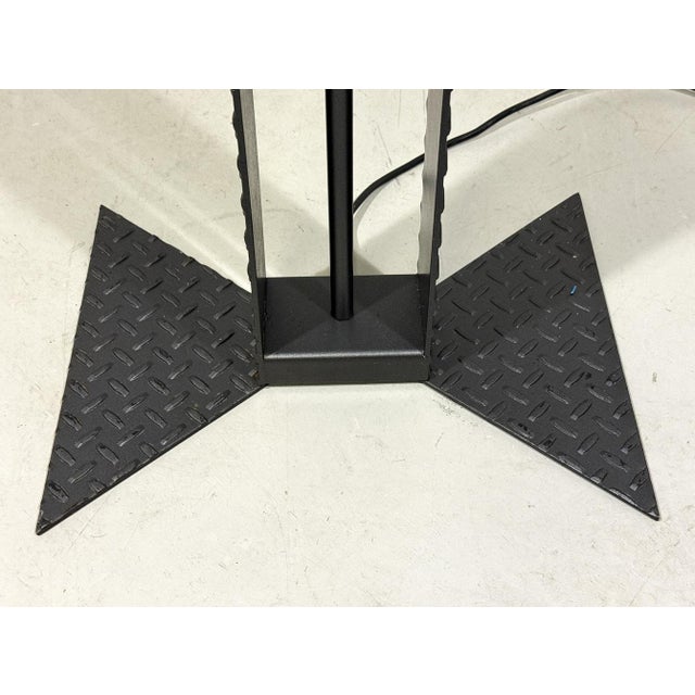 Italian Floor Lamp in Steel Tear Plate and Glass, 1980s For Sale - Image 14 of 18
