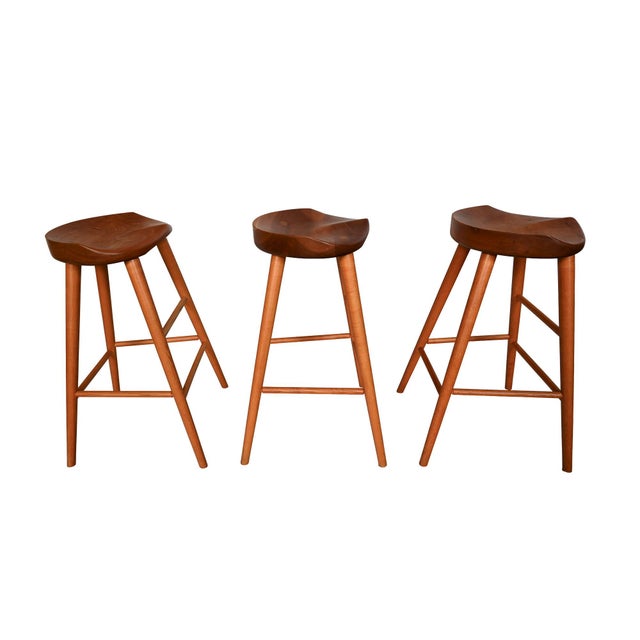 Thomas Moser Cherry Bar Stools Saddle Seat For Sale In Washington DC - Image 6 of 9