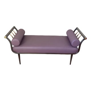 1980s Design Institute America Steel and Leather Bench For Sale