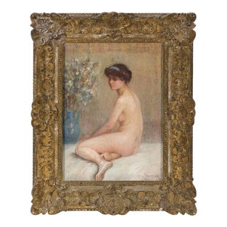 1910s Louis Kronberg Pastel Seated Nude Museum Provenance, Framed For Sale