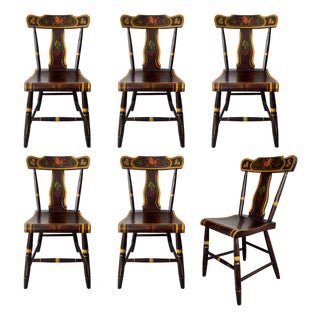 Set of 6 American "Fancy" Painted Dining Chairs For Sale