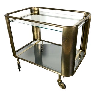 Bar Wagon in Brass and Glass, 1950s For Sale