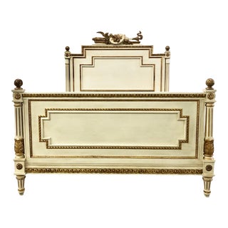 Louis XVI Style Giltwood Queen Headboard, Footboard, and Rails - 4 Pieces For Sale