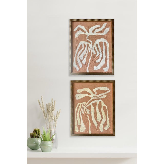 Original minimalist abstract painting on textured canvas, framed in gold locally crafted frames. Painting canvas measured...