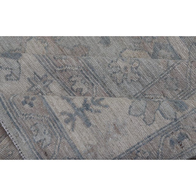 Modern Oushak in All-Over Floral Design With Light Gray Background and Neutral Colors For Sale - Image 11 of 13