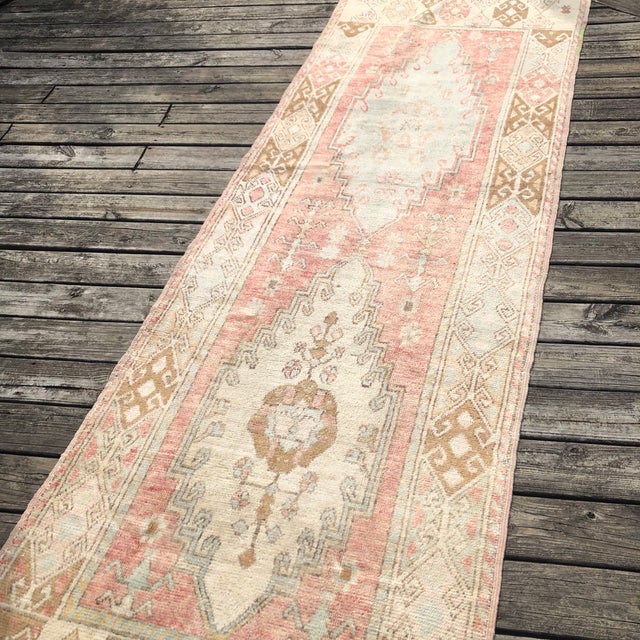 Textile Hand-Knotted Turkish Runner Rug | 4x11 For Sale - Image 7 of 7