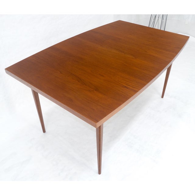 Wood Danish Mid Century Modern Teak Boat Shape Dining Table w/ 3 12" Leaves MINT For Sale - Image 7 of 17