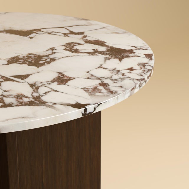 Contemporary Round Calacatta Viola Marble and Smoked Oak Dining Table by Lebanto For Sale - Image 3 of 4
