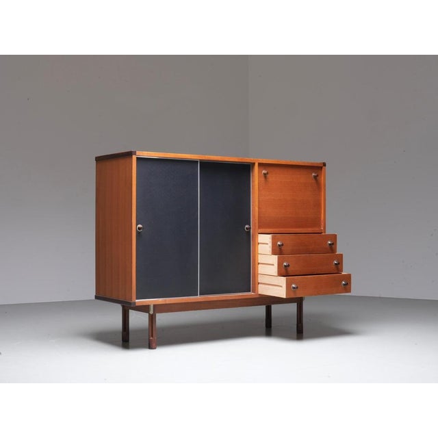 1960s Italian Cabinet in Teak, Metal and Black Laminate, 1960s For Sale - Image 5 of 12