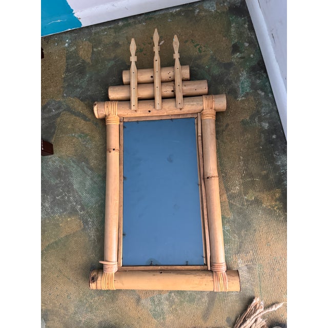 Hollywood Regency Vintage Bamboo Pagoda Mirror For Sale - Image 3 of 3