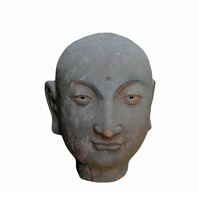 Chinese Late 19th Century Asian Antique Clay Lohan Head For Sale - Image 3 of 4