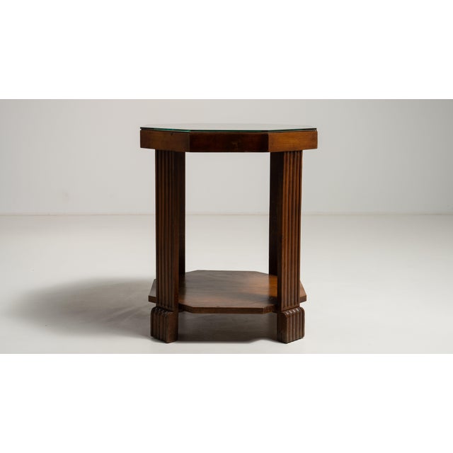 1920s France Art Deco Amber Glass Side Table For Sale - Image 9 of 15