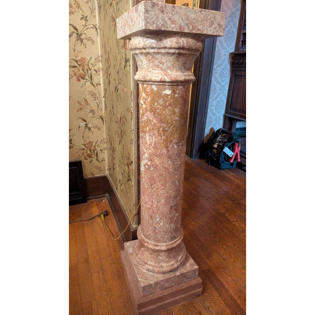 Late 20th Century Late 20th Century Italian Marble Column Pedestal Pair For Sale - Image 5 of 12