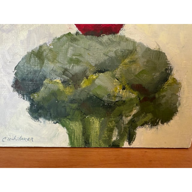 2010s Broccoli and Tomato Still Life Oil Painting For Sale - Image 5 of 7
