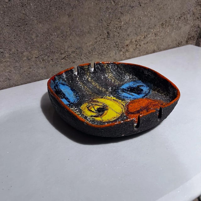 AMBIANIC presents 1960s Modern Italian Colorful Ashtray Alvino Bagni attributed for Raymor Stamped Italy 1.5 h x 7.75 x...