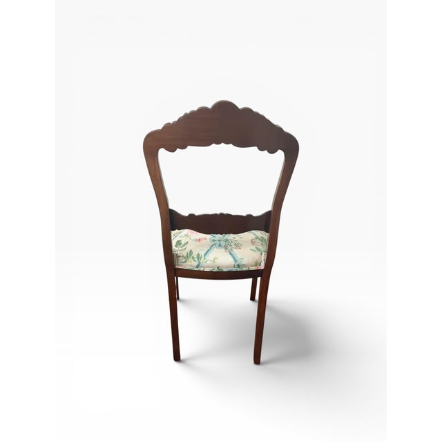 Wood Antique Louis Philippe Style Accent Chair – Mid to Late 19th Century With Updated Floral Upholstery For Sale - Image 7 of 8