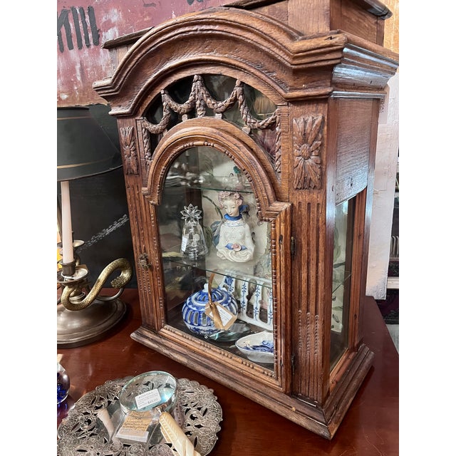 Antique French Oak Ornate Curio Display Cabinet For Sale - Image 9 of 18