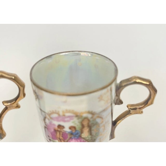 Victorian Vintage Royal Vienna Demitasse Cups – Set of 2 - Iridescent Lusterware With Gold Trim - a Pair For Sale - Image 3 of 7