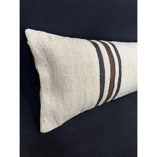 Turkish Hemp Pillow Cushion Natural Beige Brown Cushion Cover 14"x40" #30445 Enhance your home decor with our Kilim Pillow...