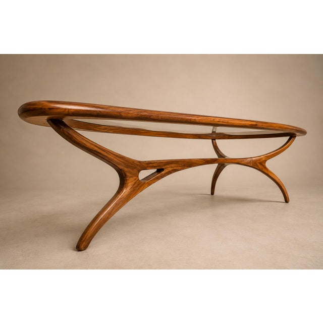 Large “Egg” Coffee Table in Caviúna Wood & Glass by Giuseppe Scapinelli, Brazil, 1950s For Sale - Image 9 of 18