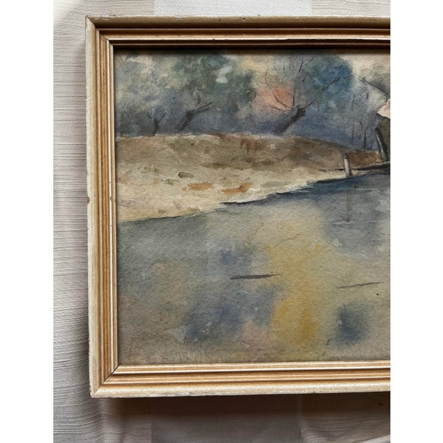 Wood Mid 20th Century Vintage Original Watercolor on Paper by Mae Harding, Framed For Sale - Image 7 of 8