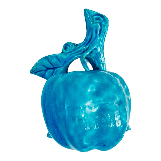 Vintage French Turquoise Majolica Squash Wall Plaque For Sale