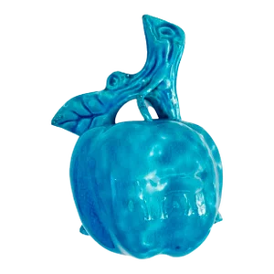 Vintage French Turquoise Majolica Squash Wall Plaque
