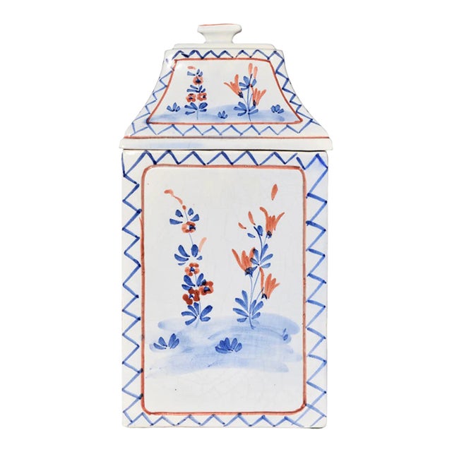 Ethan Allen Italian Hand-Painted Faience Canister For Sale