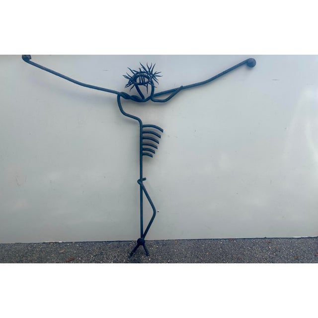 Copper 1950s Brutalist Style Metal Sculpture of Crucifixión Figure For Sale - Image 8 of 12