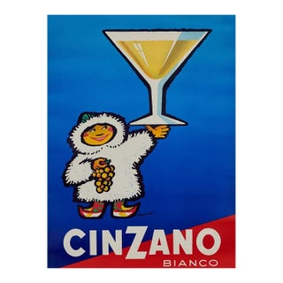 Pierre Monnerat Cinzano Bianco Vermouth, Rare Poster, 1956 For Sale