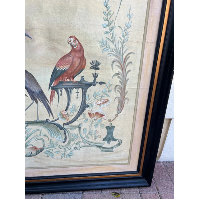 Vintage Italian Oil on Canvas Painting with Birds, Framed For Sale - Image 4 of 11