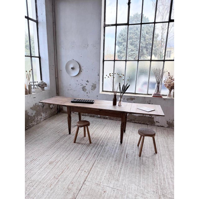 1950s Vintage Farmhouse Table in Oak with Integrated Extensions, 1950s For Sale - Image 5 of 18
