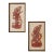 Pair of Red Framed Thai Rubbing-Style Wall Art For Sale