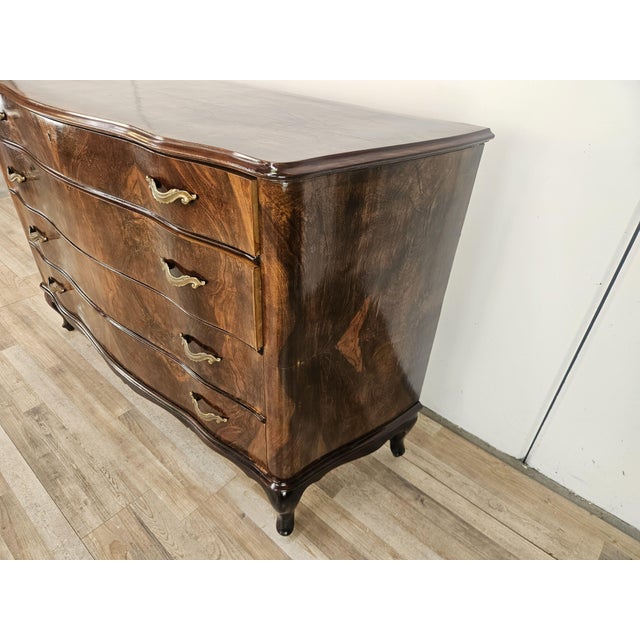 Chippendale Chest of Drawers in Walnut Burl, 1940 For Sale - Image 3 of 18