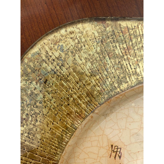 Glass Vintage Lesley Roy Hand Made Decorator Reverse Painted Glass Plate For Sale - Image 7 of 12