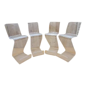 Mid Century Modern Lucite "Z" Stools Attributed to Karl Springer - Set of 4