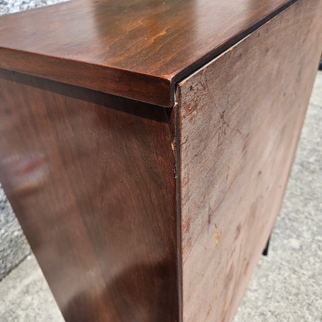 1970s Wood Cabinet With Glass Sliding Doors and Hairpin Legs For Sale - Image 9 of 12